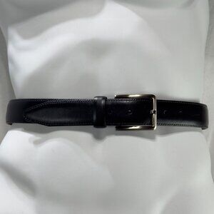 Johnston Murphy Men’s Dress Belt Black Leather Silver-Tone Buckle Size 38